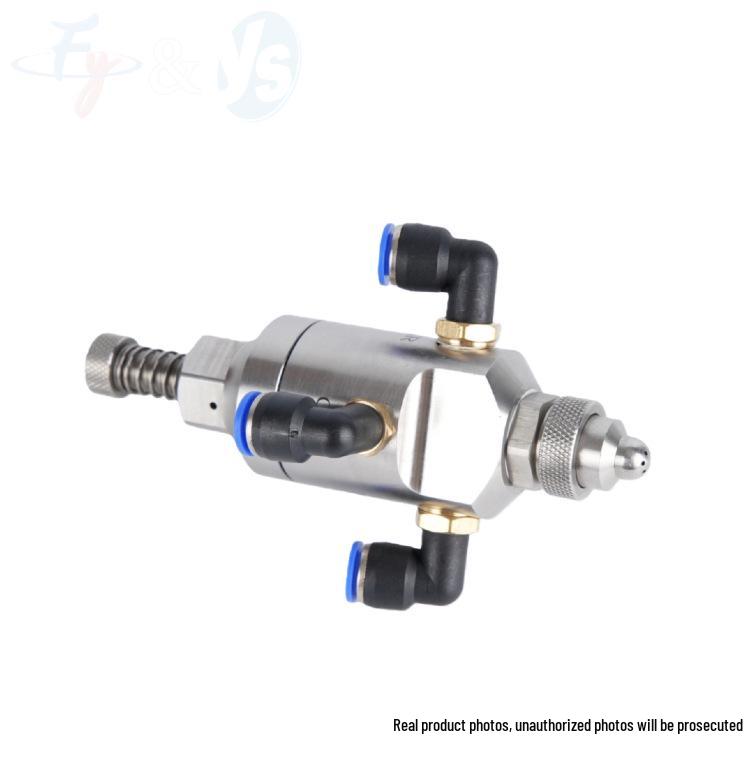 Stainless Steel Anti-Drip Triple-Fluid Air Atomizing Nozzle with Siphon and Circular Fan Spray