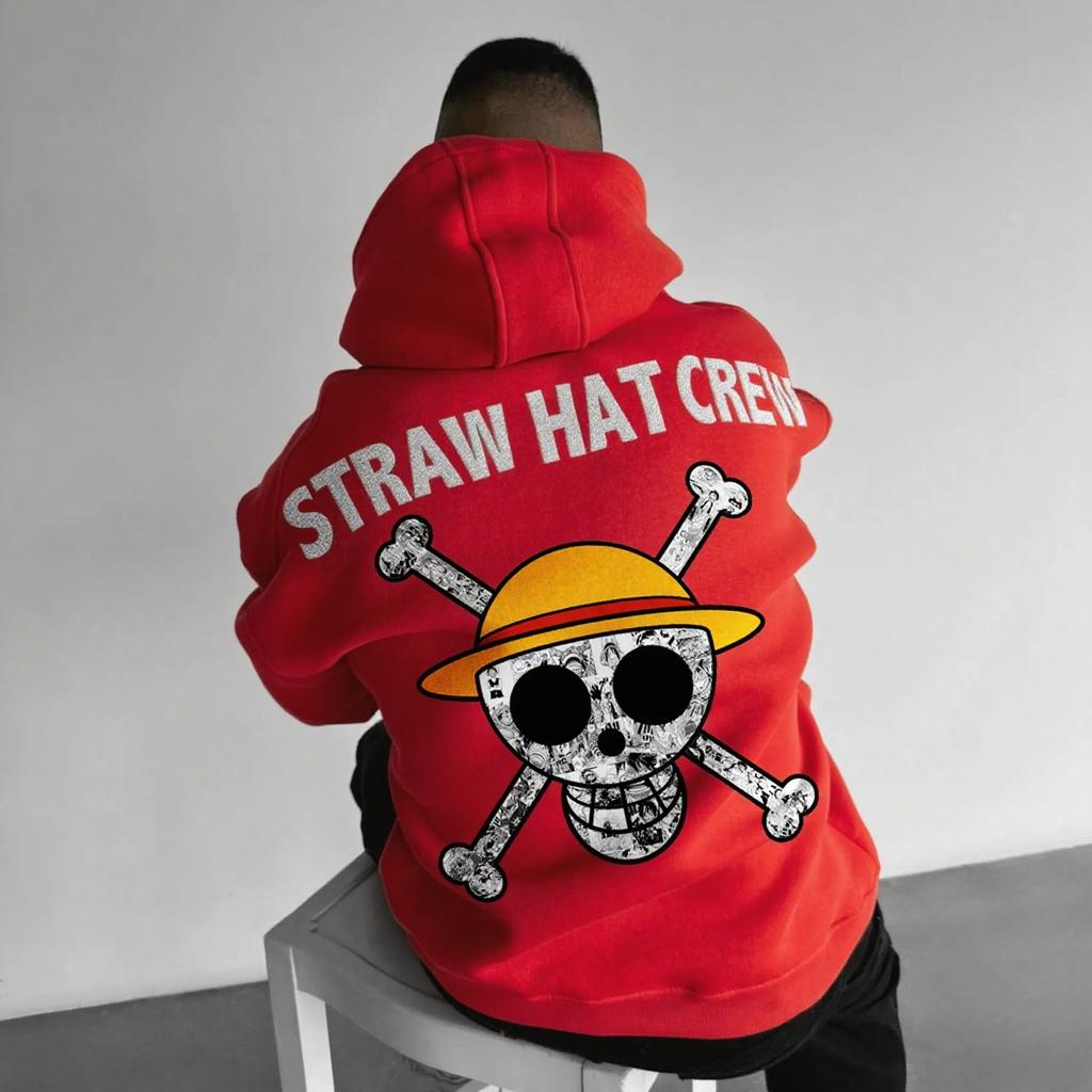 Bluza z kapturem Anime Mężczyźni Kobiety One Piece Załoga Słomkowego Kapelusza Oversize Casualowa Bluza z nadrukiem Streetwear Cosplay Wiosna Jesień Moda