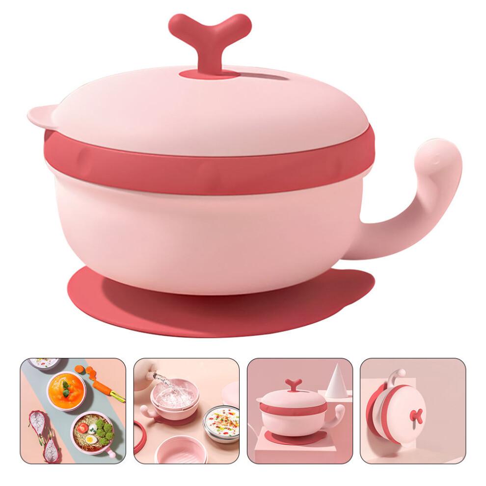1 pièce Bol Rose en Acier Inoxydable à Conservation de Chaleur avec Ventouse