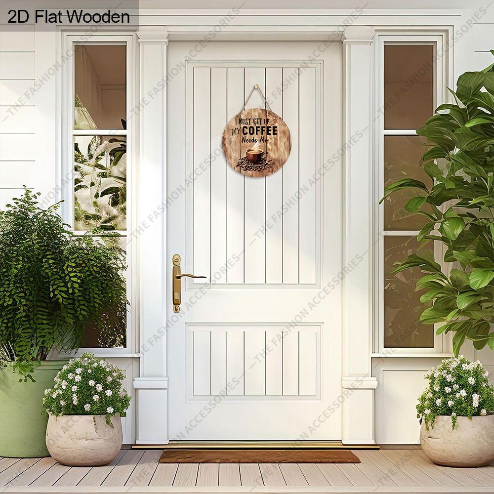 2D Plane Hanging Decorative Sign, Interior Wall or Door Decoration, Garden Decoration, the Pattern Is Coffee, Interesting Gifts for Family and Friends