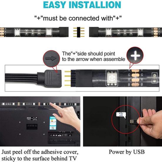 Strip Light LED Atmosfære Levende Forbedre RGB farger Fleksibel båndadapter Strip Light for TV