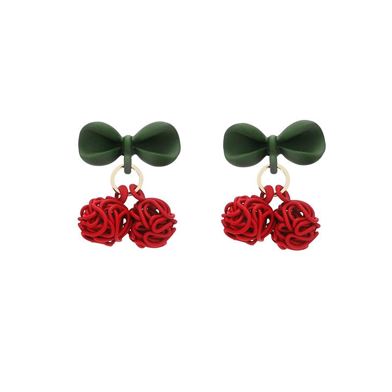 Little Cherry~ Red Cherry Earrings French Stud Earrings Female Cute and Design Sense New Trendy Earrings Earclips