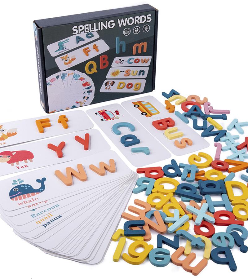 Wooden Spelling Game Montessori Children's Early Education Learning Letter Cognition Spelling Enlightenment Matching Puzzle Toys