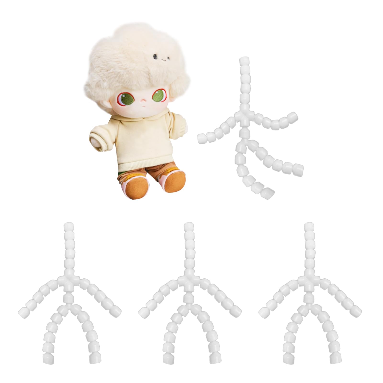 

DIFEIUKI Toy Skeleton Set of 4 Plush Toy Bones, Movable Posable Standing and Sitting Positions, Handmade Custom Toy Skeletons, Stuffing Activity,