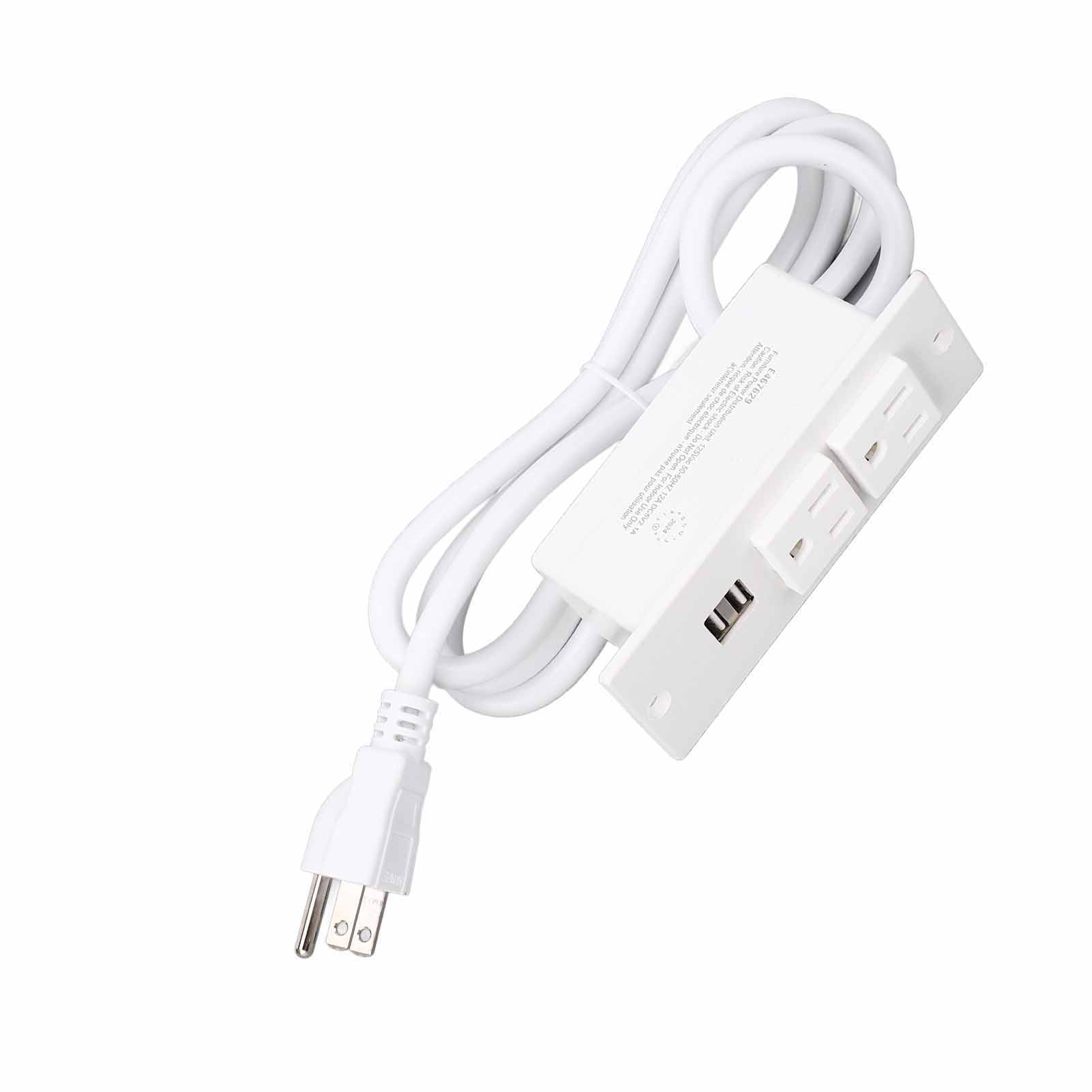 

Вбудована розетка 1500 Вт 2 розетки змінного струму 2 USB порти Меблева розетка з кабелем 1,5 м 12 А