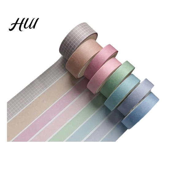 Scrapbooking Decorative Tape 8 Rolls Washi Set, Stickers, Aesthetic Solid Color Tapes Neat Storage Set for Supplies, Journaling Junk Journal, Wrapping