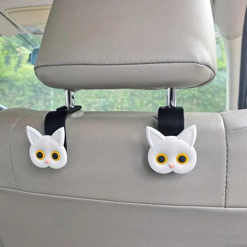 

2Pcs Cartoon Cute Cat Car Clips Front Seat Headrest Organizer Holder Auto Fastener Hangers Car Storage Interior Accessories