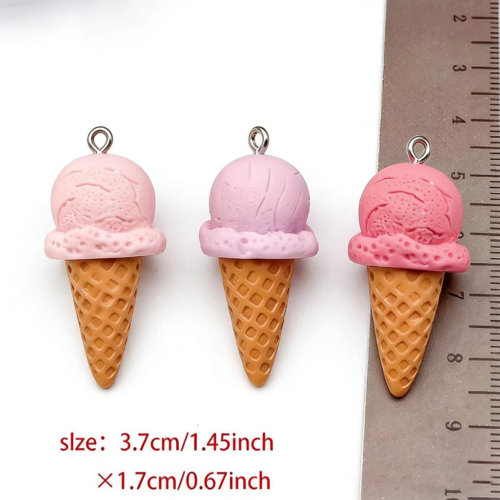 10Pcs 17*37Mm Colorful Resin Ice Cream Cone Charm Pendants For Diy Bracelet Necklace Earrings Jewelry Making Accessories