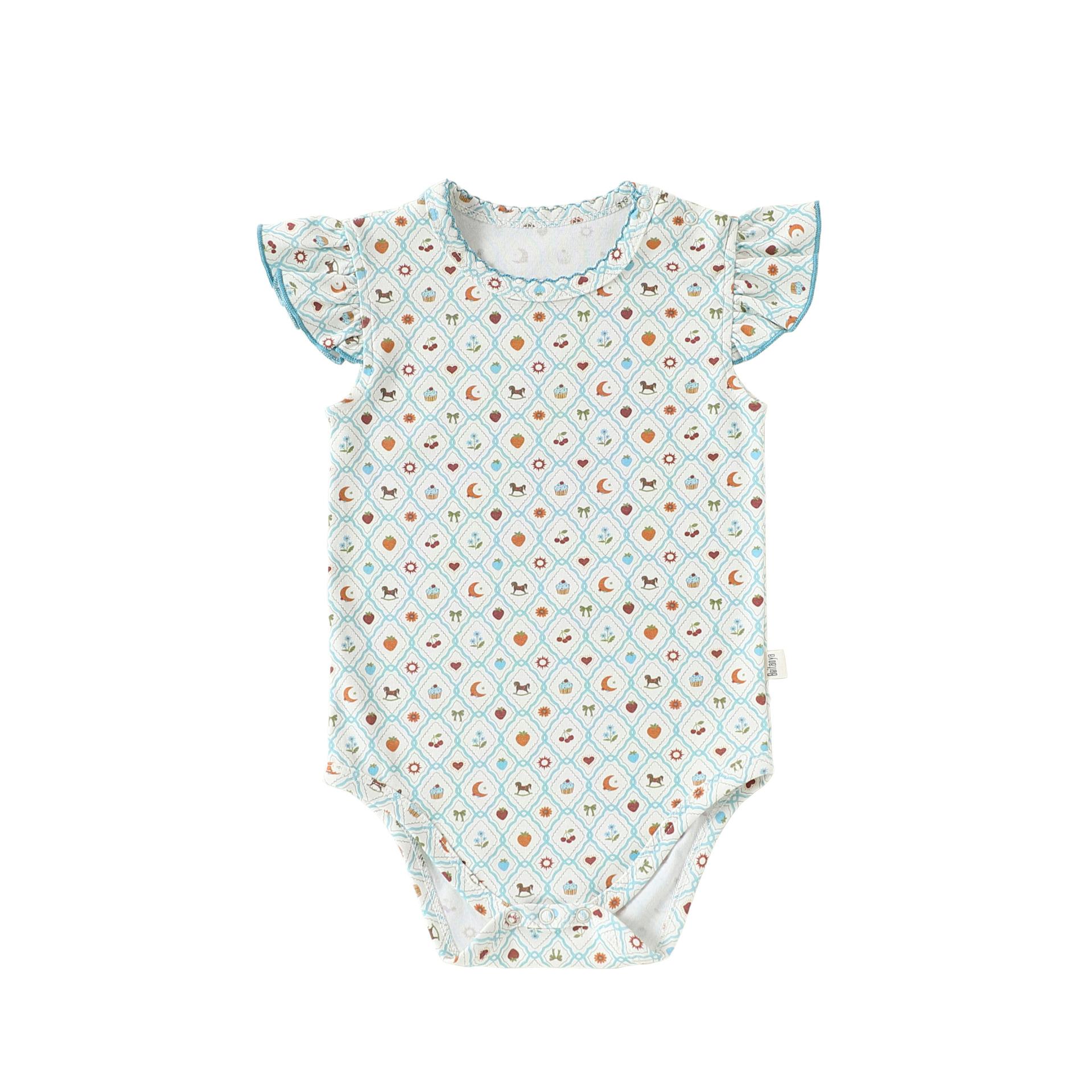 Instagram-style Baby Fly-Sleeve Onesie Summer Cotton Class Triangle Bodysuit for Girls Infant Toddler Outdoor Romper Collar Other&66cm