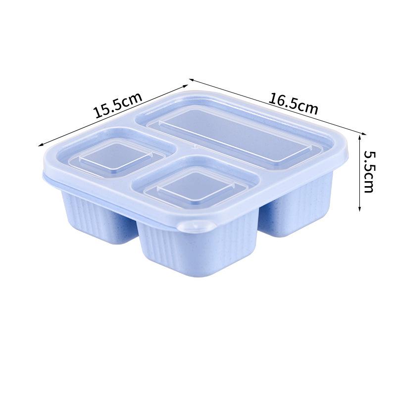 

Трехсекционная коробка для снеков из пшеничной соломы, портативная уличная коробка для снеков с крышкой, коробка для сухофруктов, тарелка для фруктов и снеков, коробка для снеков синий