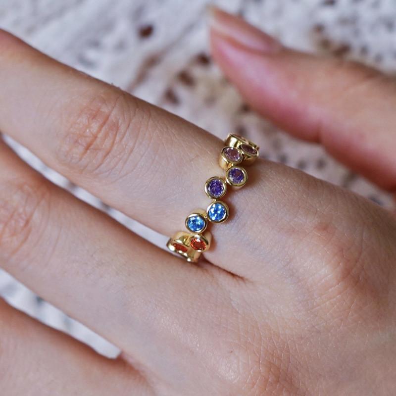 Crafted Beautifully Adjustable Copper Ring With Radiant Rainbow Colors For Womens Style