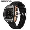 SANDA Men's Multifunctional Barrel-Shaped Sports Watch - Waterproof & Fashionable with Single Display Timing