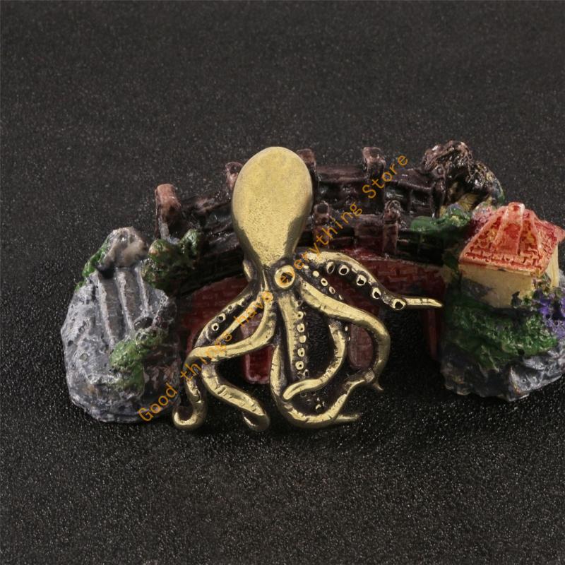 Multipurpose Brasses Octopuses Decors Piece Antique Marine Animal Statue for Desk and Living Space As Paperweight Bookend 55KF