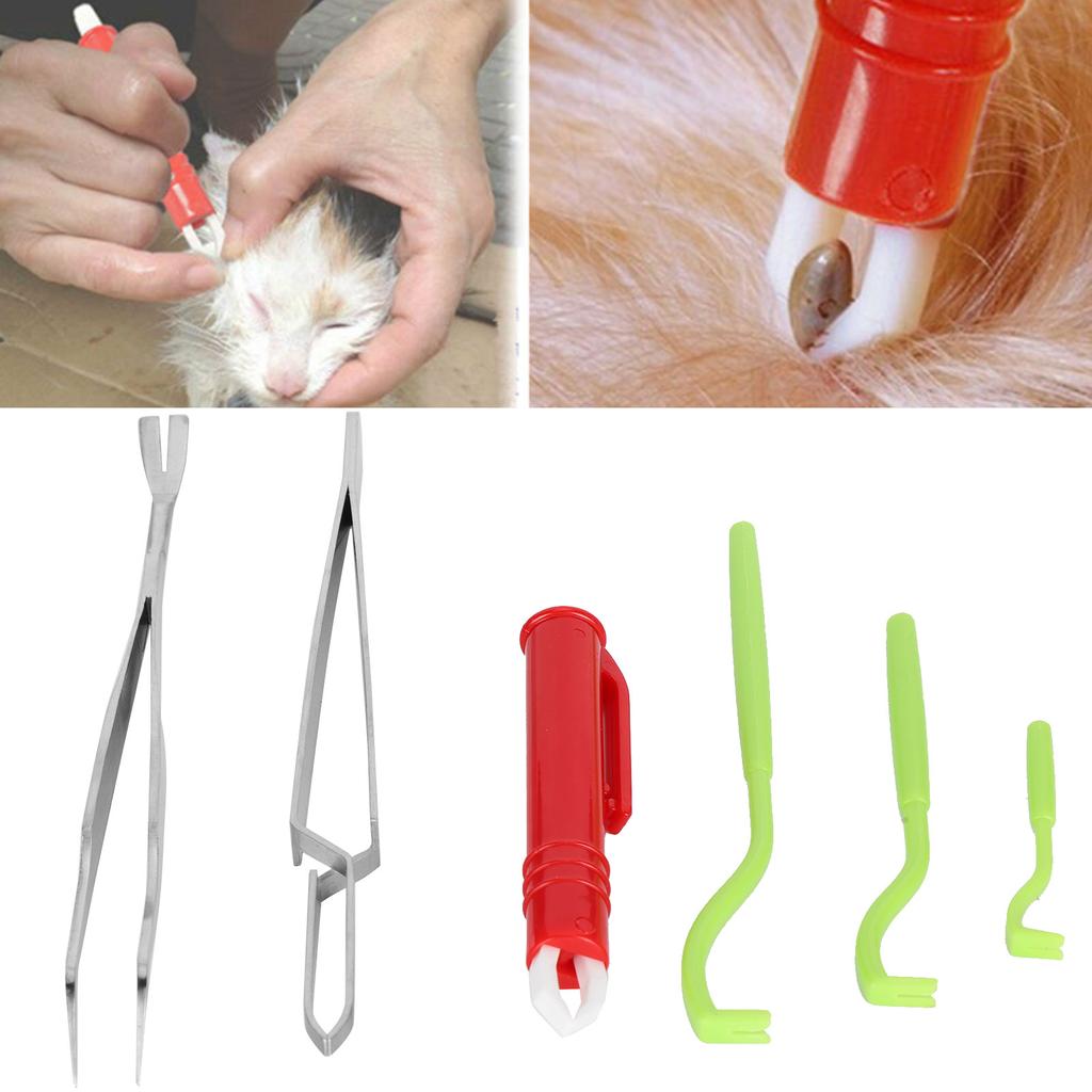 Tick Removal Tool Kit for Dog Cat Ticks RemoversRemover Pen Stainless Steel Tweezers(Green Ticks