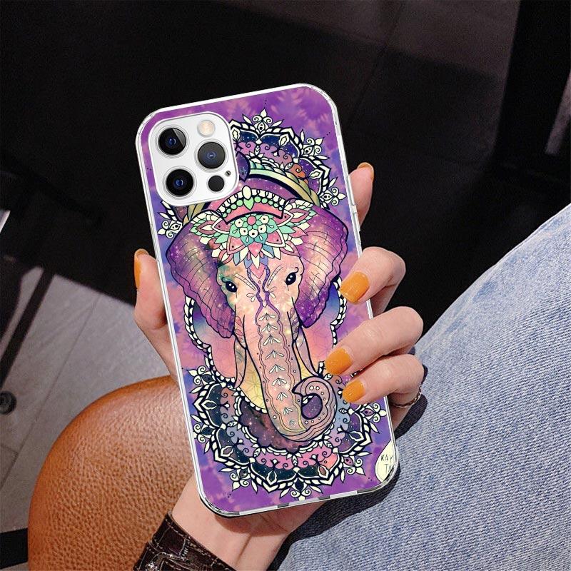 Elephant Mandala Aztec Phnoe Case for Iphone 17 Air 16 16E 11 12 13 Mini 14 Plus 15 Pro Max 7 8 + SE 2020 Phone Cover Coque