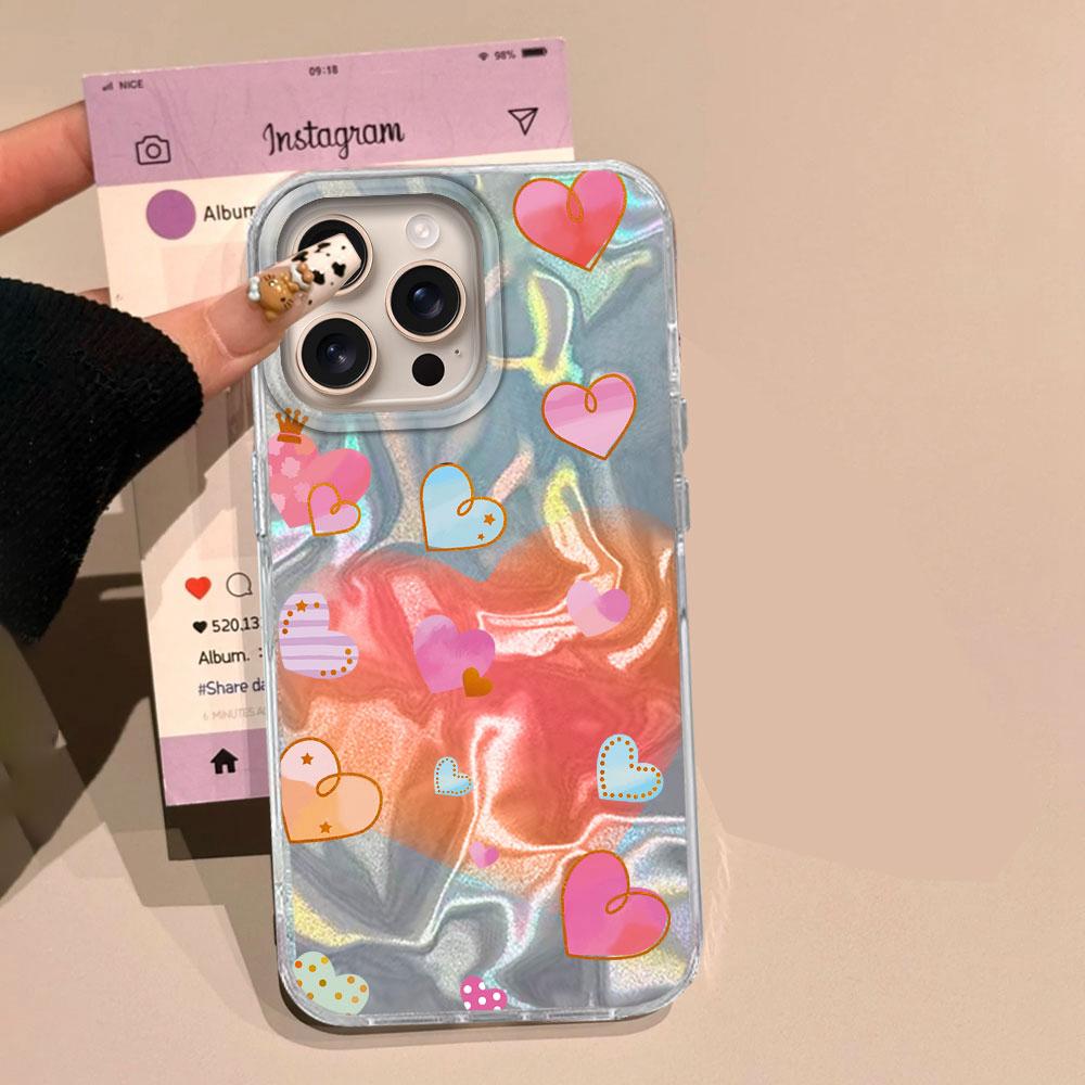 Leopard Print Love Heart Water Texture Phone Case for Iphone 16 15 14 7 8 Plus 13 Pro Max X XS XR SE 2022 Silicone Shell Cover