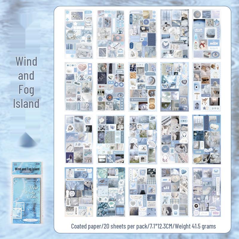 Mist Color Dream Series: 20-Sheet Light Retro Collage Sticker Book