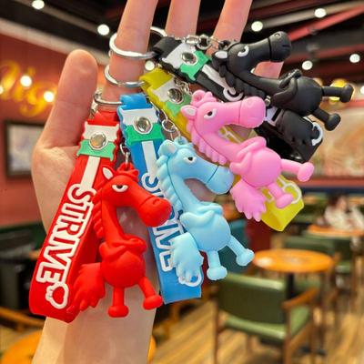 Cartoon Pony Pendant Keychain Creative Zodiac Horse Mascot Keyring Backpack Hanging Decoration  Year Gifts