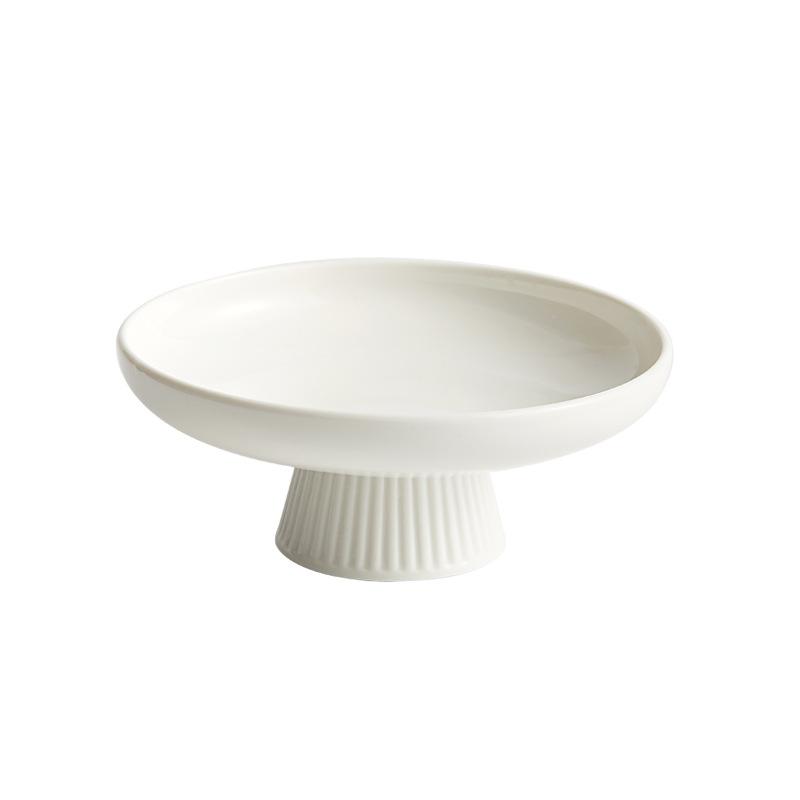 

Белая керамическая круглая десертная тарелка на высокой ножке для фруктов и закусок, вертикальный поднос для хранения фруктов, ресторанная посуда