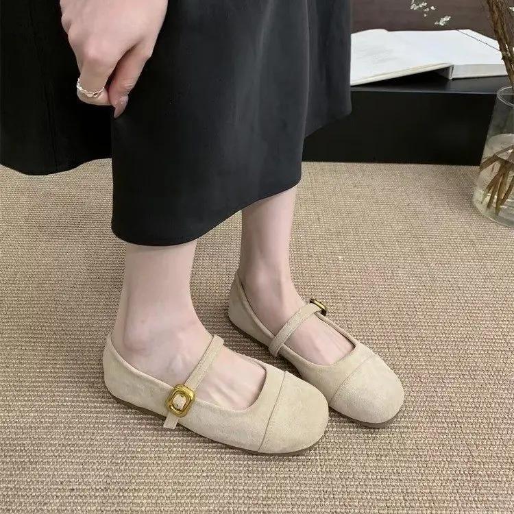 Fashion Retro Mary Jane Shoes Women Tabi Ballet Flats Suede Girl Style Moccasin Casual Barefoot Mujer Lolita Shoes Lolita Shoes