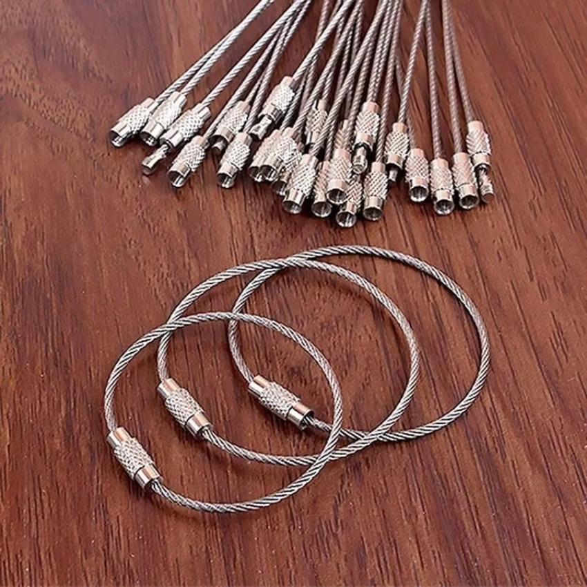 5 buc/10 buc Cablu cu buclă cu șurub de blocare Gadget Inel Cheie Breloc Oțel Inoxidabil Etichetă Coardă Cerc Coardă de Camping Accesorii