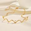 Fashion Stainless Steel Wave Choker Necklace for Women, Simple Waterproof Gold Plated Statement Collar, Personality Jewelry