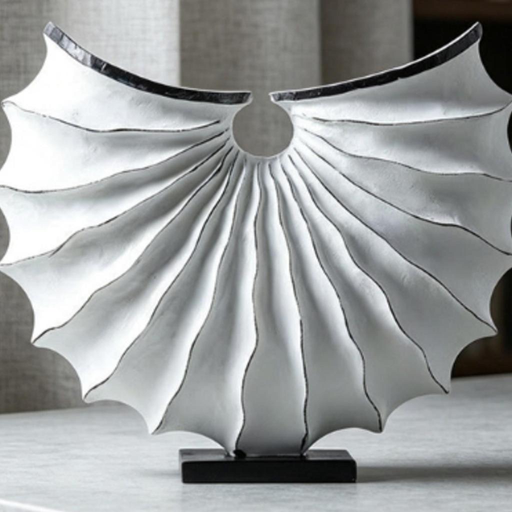 Geometric Shell Sculpture Matte with Base Black for Mantel, Homeowners