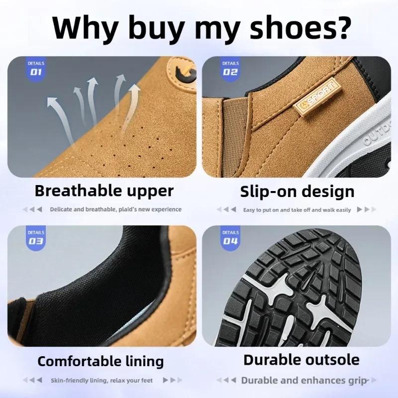 Large Size Men's Shoes 2025 Spring New Versatile Sports Running Shoes Soft Soled Korean Version Casual Hiking Shoes 40-46