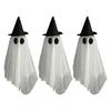 Lighted Floating Ghosts for Outdoor 3 Pcs Halloween Hanging Ghost Decoration, Spooky Large Mesh Garden Haunted House Accessories with Witch Hat Porch,