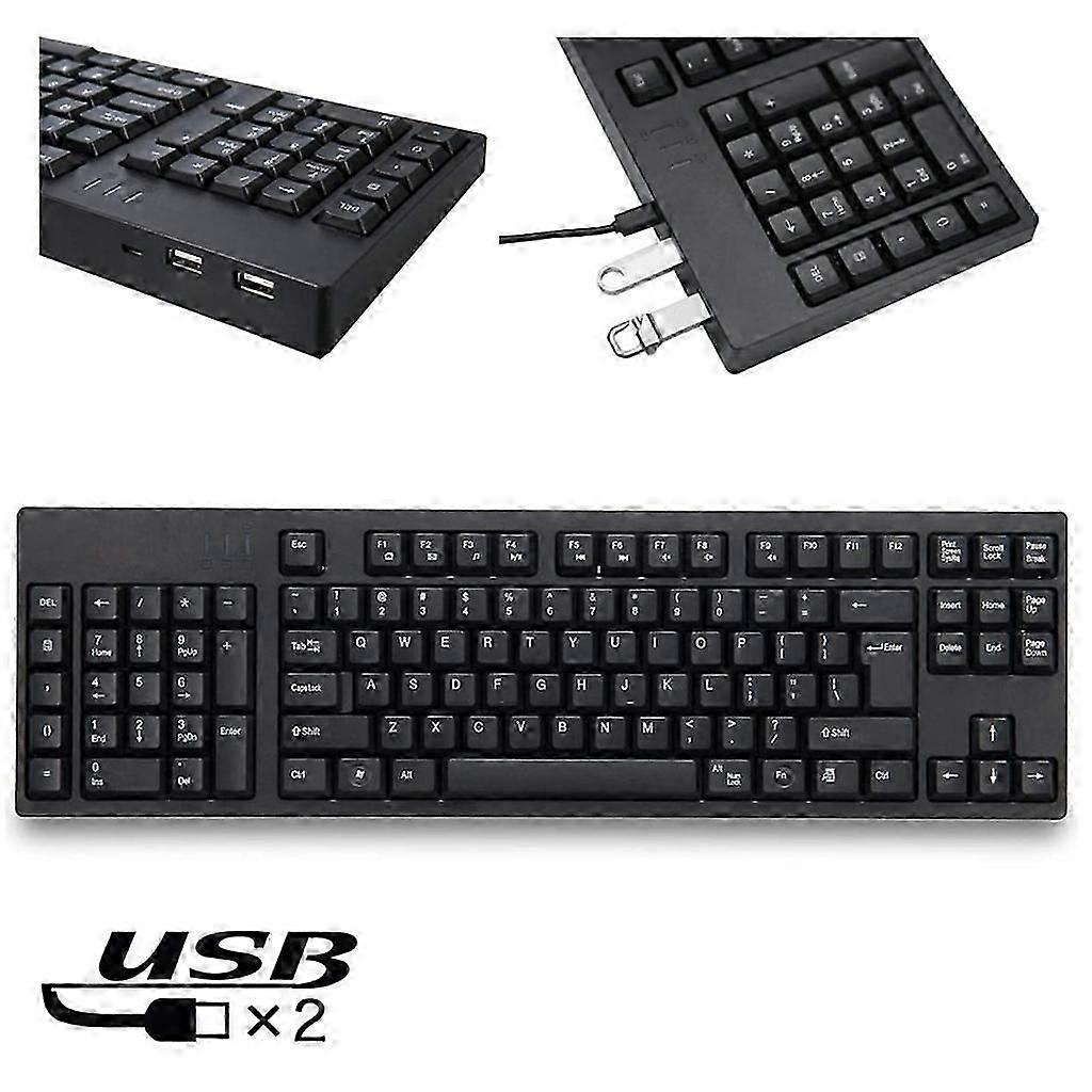 Left Handed Keyboard for Business and Office Use Ergonomic Designs, Integrated Numeric Pad, USB Hub Comfort Operating