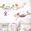 Cartoon Cute Bird Family Branch Flower Animal Wall Stickers Removable for Bedroom Living Room Foyer Decoration Wall Decals