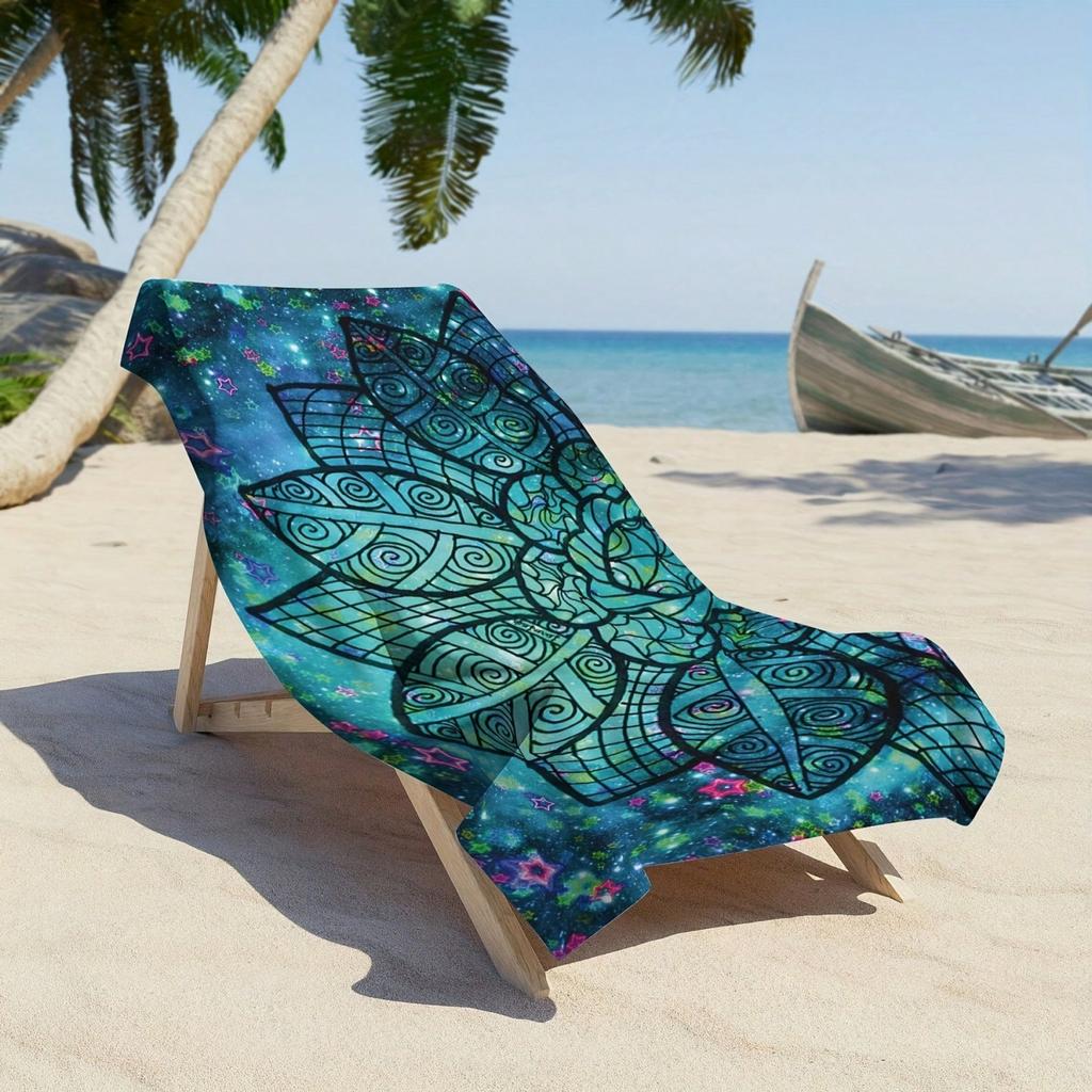 Un Telo da Spiaggia in Microfibra con Design Mandala, Altamente Assorbente e Perfetto per l'Uso in Qualsiasi Stagione.