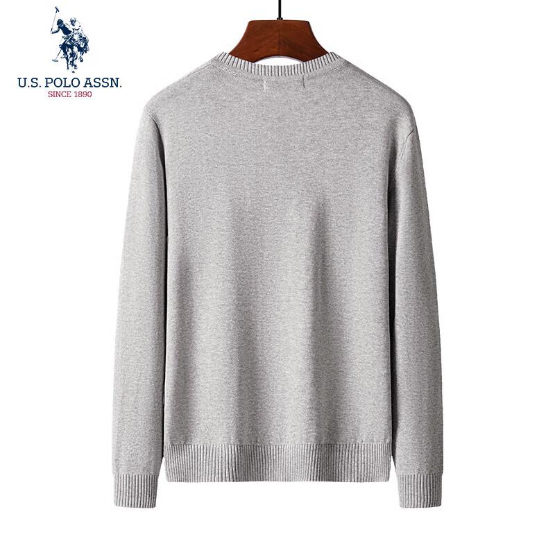NÁS. POLO ASSN. Pánský úpletový svetr s kulatým výstřihem z čisté bavlny