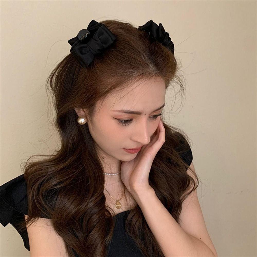 Cloth Bow Hairpin Side Clip Bowknot Hair Clip Retro Small Hair Claw  Student