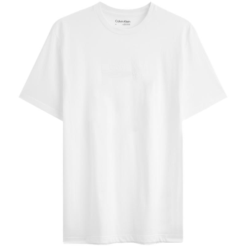 

Calvin Klein Simple White Summer Series Casual Commuting Letter Round Neck Short Sleeve T-Shirt Men Tops Moonlight-White 40BM859 M