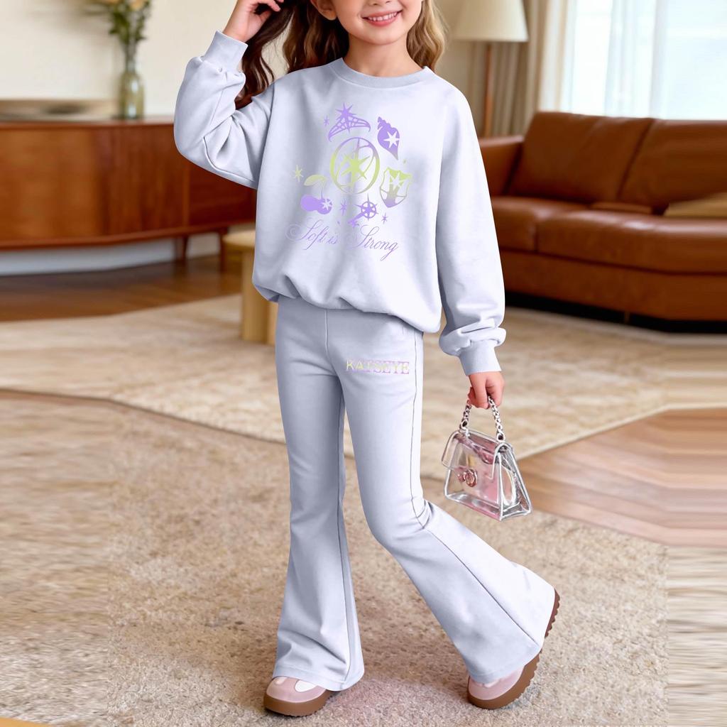 Infant Newborn Baby Girls Boys Loose Print T-shirt+Pants Print Outfits Set