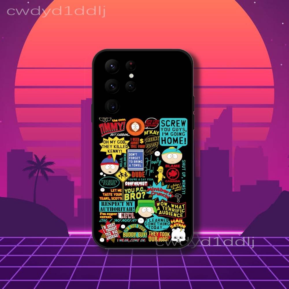 

S-South Cartoon Park Phone Case For Samsung S10,S21,FE,S21 ,S26,S25,S24,S23,Ultra,S9,S22,Plus Black Shockproof Silicone Sof Samsung S24ULTRA