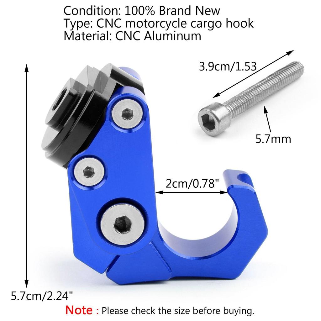 CNC Alu Motorcycle Blue M6 Carry Helmet Bottle Hanger Holder Hook Universal