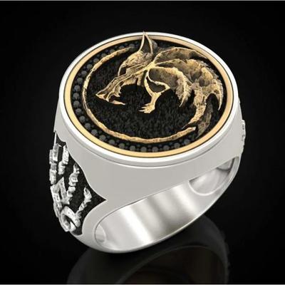 Inele Noi Vânător Vrăjitor Gheară de Lup European American Războinic Viking Retro Oțel Inoxidabil Aur Bicolor Inel pentru Bărbați
