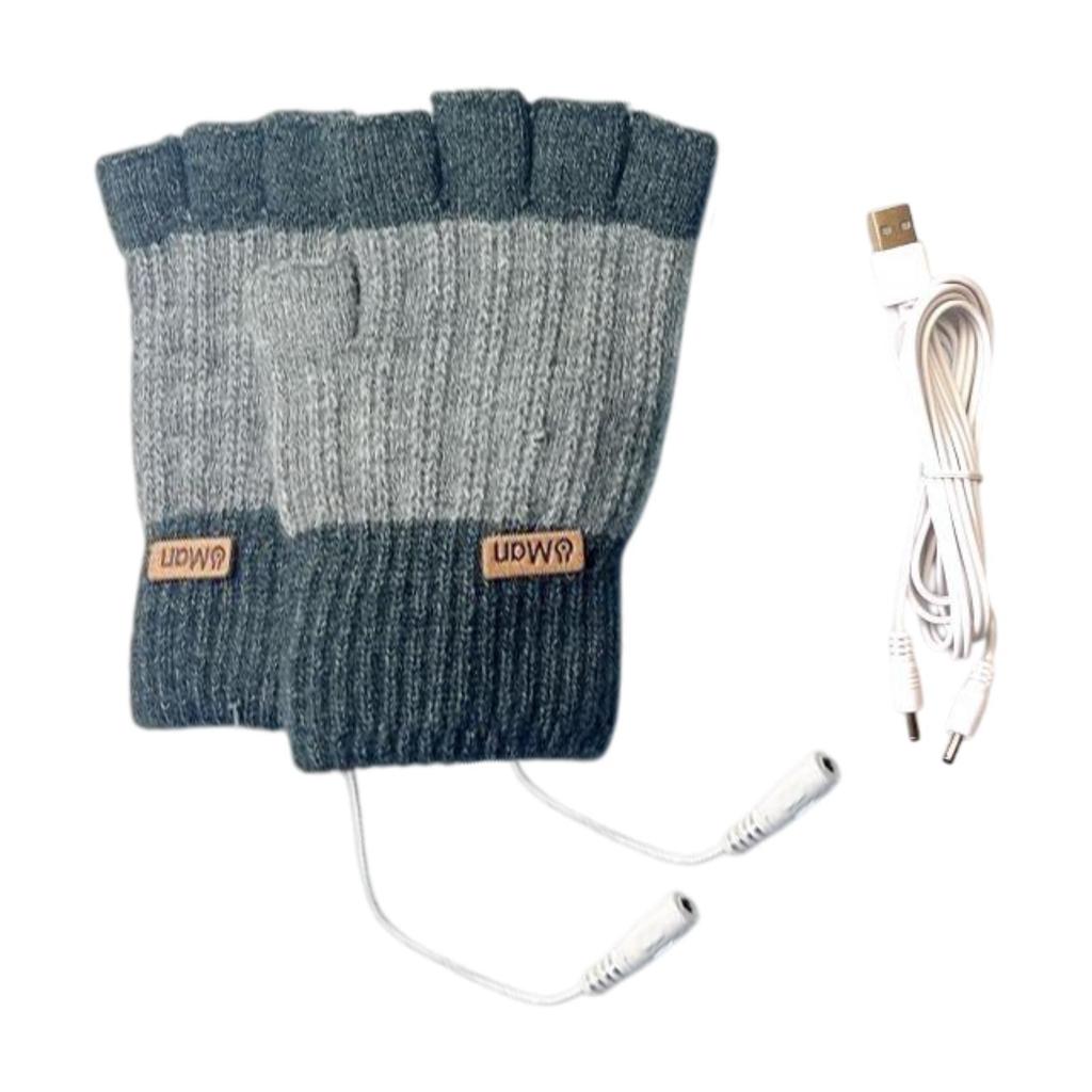 USB Heated Gloves Half Finger for Men Women Knitting Electric Heating Hand