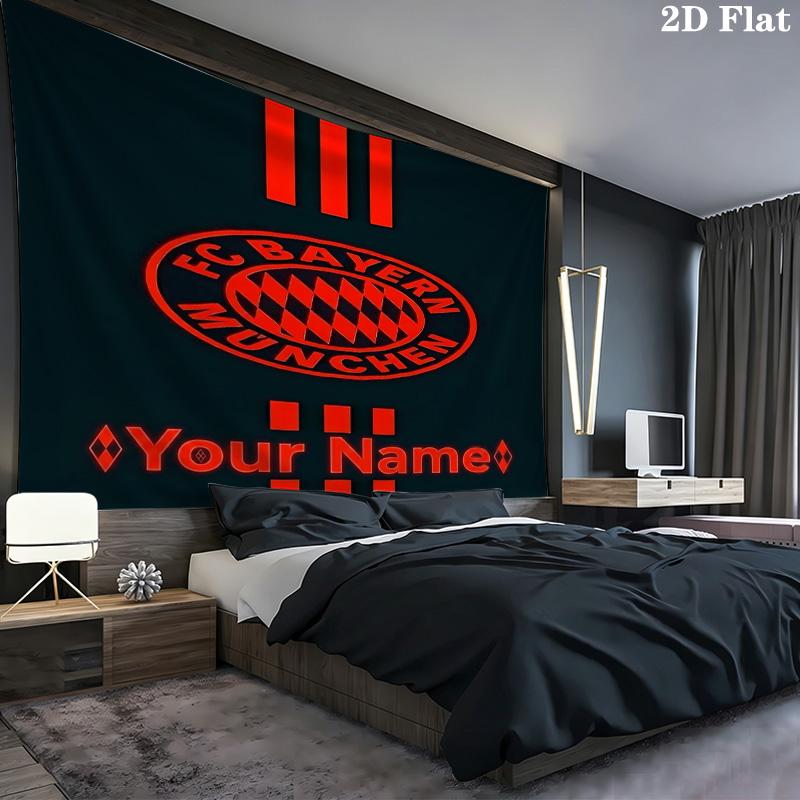 Bayern Munich Fan Gear Custom Name Wall Tapestry Aesthetic Wall Hanging Printed Fabric Blanket Decorative Tapestries For Bedroom Living Room Home Deco