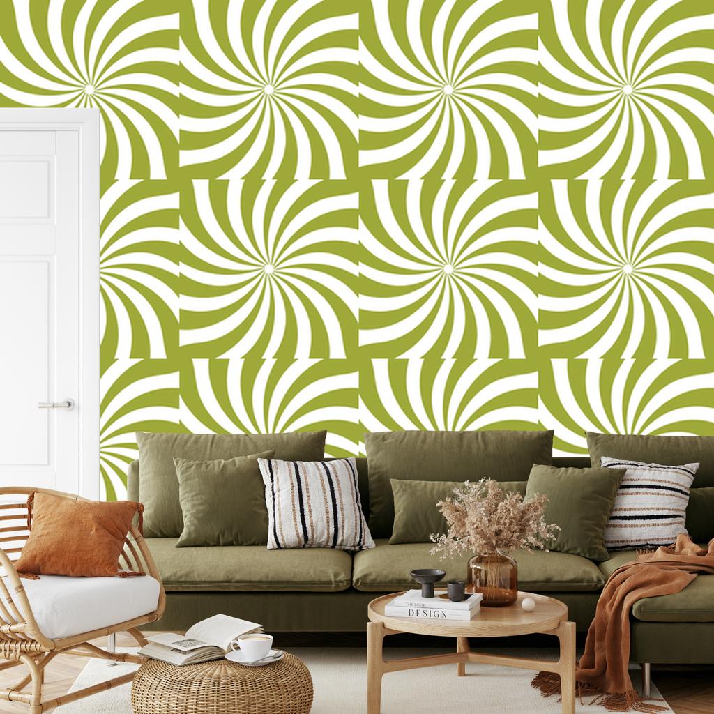 Hippie Background Wallpaper Yellow, White and Beige for Living Room and Bedroom 50x1000