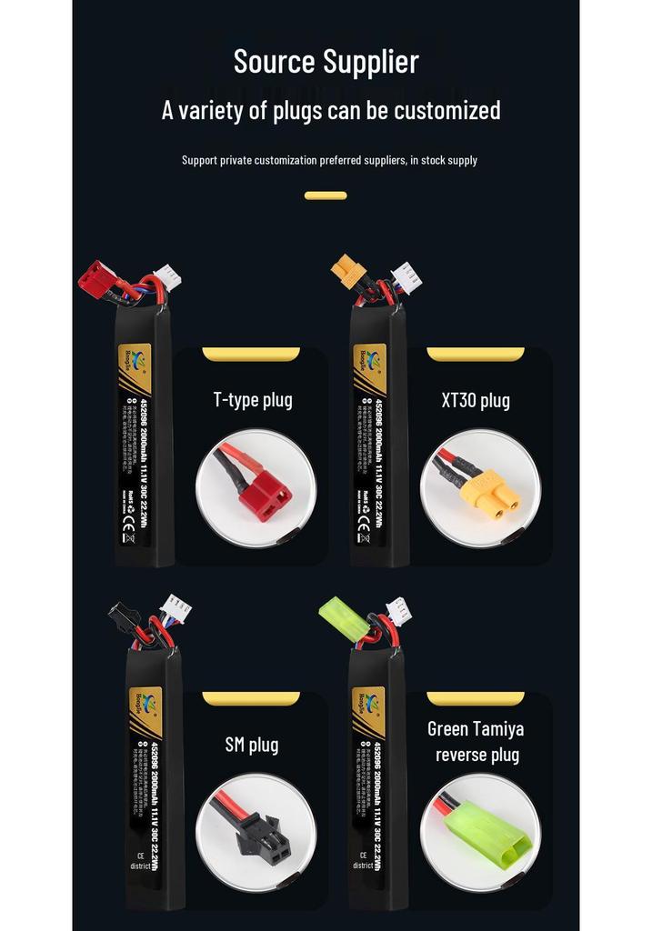 11.1V 2800mAh 30C Lithium Battery for Electric Toy and Water Bullet Guns