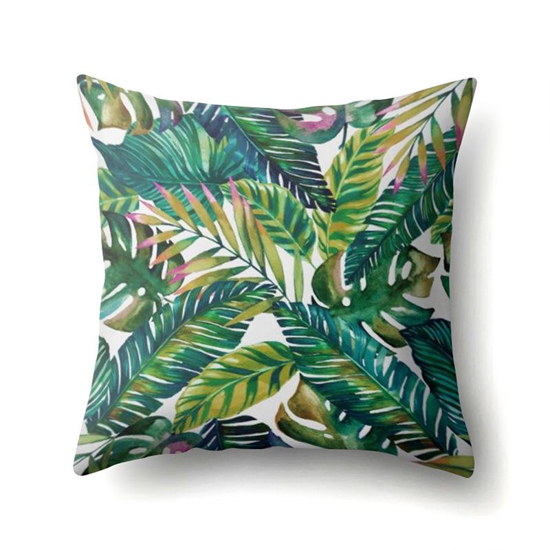 Polyester Pillowcase Nordic Ins Style Plant Flower Print Peach Leather Velvet Pillowcase Car Waist Cushion Cover