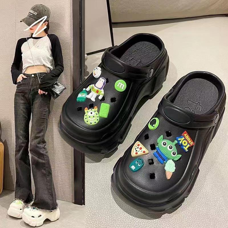 Sabotți cu talpă groasă pentru femei, care adaugă înălțime: Elegant, Antiderapant, Respirabil, Cu vârf închis pentru Exterior, Birou, Sală de operații sau pentru Purtare de vară.