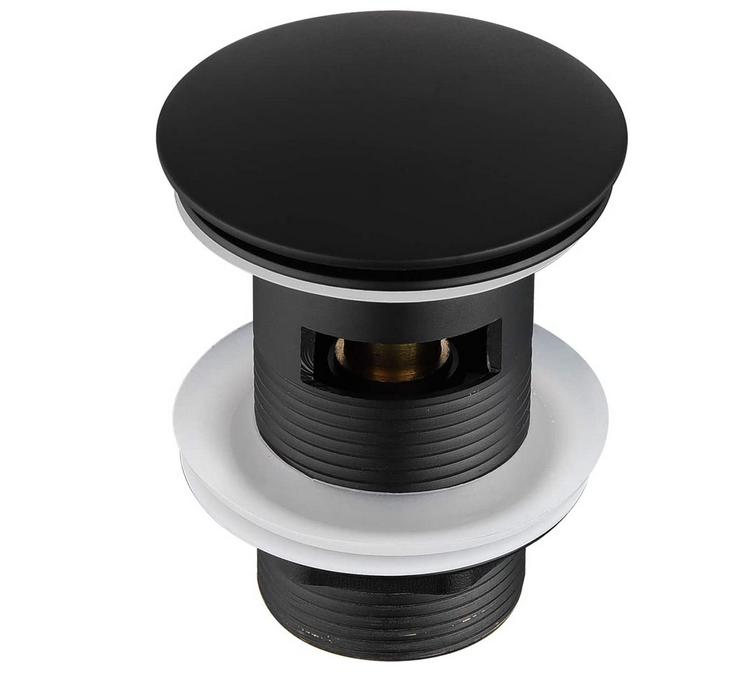 Brass Basin Overflow Cover Matte Black Vessel Bathroom Sink Bathtub Pop up Drain Stopper with Overflow Brass