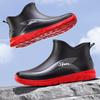 Trendy men's short rain boots, black urban men's water boots, non-slip wading boots, men's waterproof rubber shoes, khaki men's shoes, water shoes
