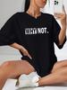 Czarny Codzienny T-shirt z Odważnym Białym Nadrukiem Literowym WHY NOT Trwały Duży Rozmiar Codzienny T-shirt Podróżny Codzienna Moda Streetwear