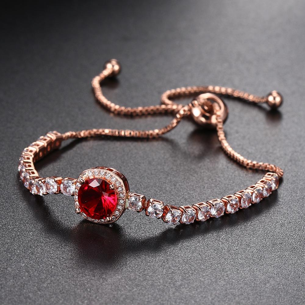 Full Zircon Birthstone Bracelet Women'S Adjustable Light Luxury Color Sugar Cube Jewelry Temperament Jewelry