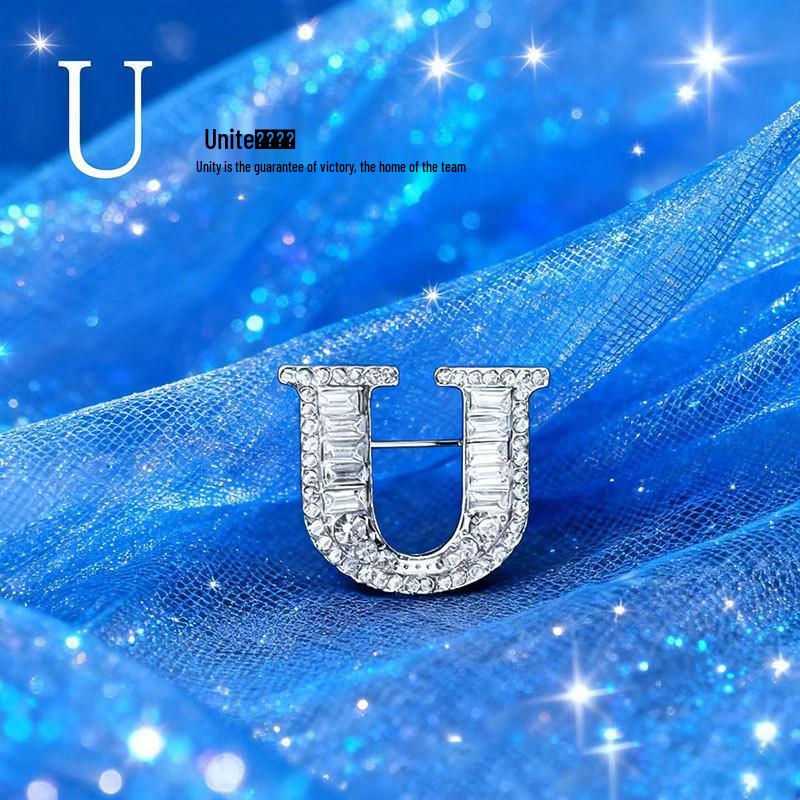 Spilla Alfabeto con Strass di Cristallo Elegante - Spilla da Bavero Unisex